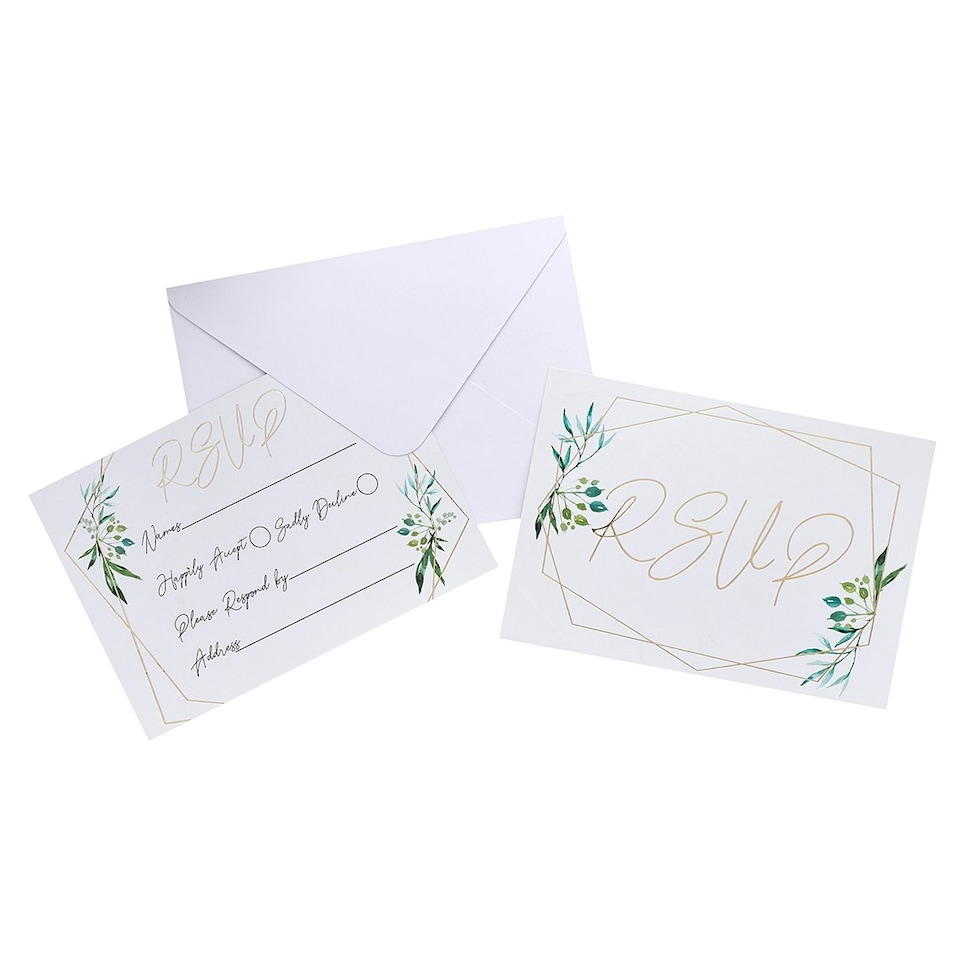 image 1 of Geometric Greenery Rsvp Cards & Envelopes - Pack of 25