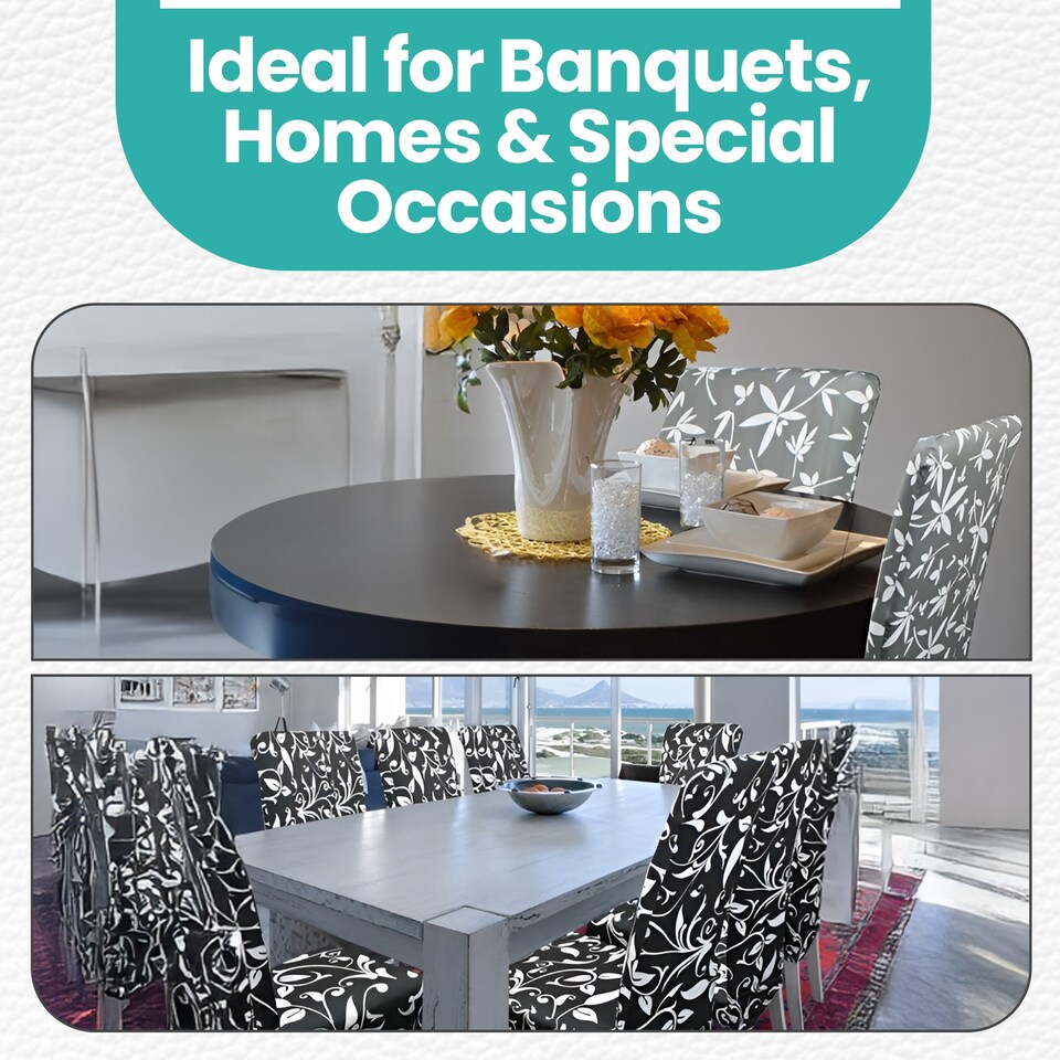 image 1 of Printed High-Back Chair Covers, Spandex Stretch Protective Slipcover - Black