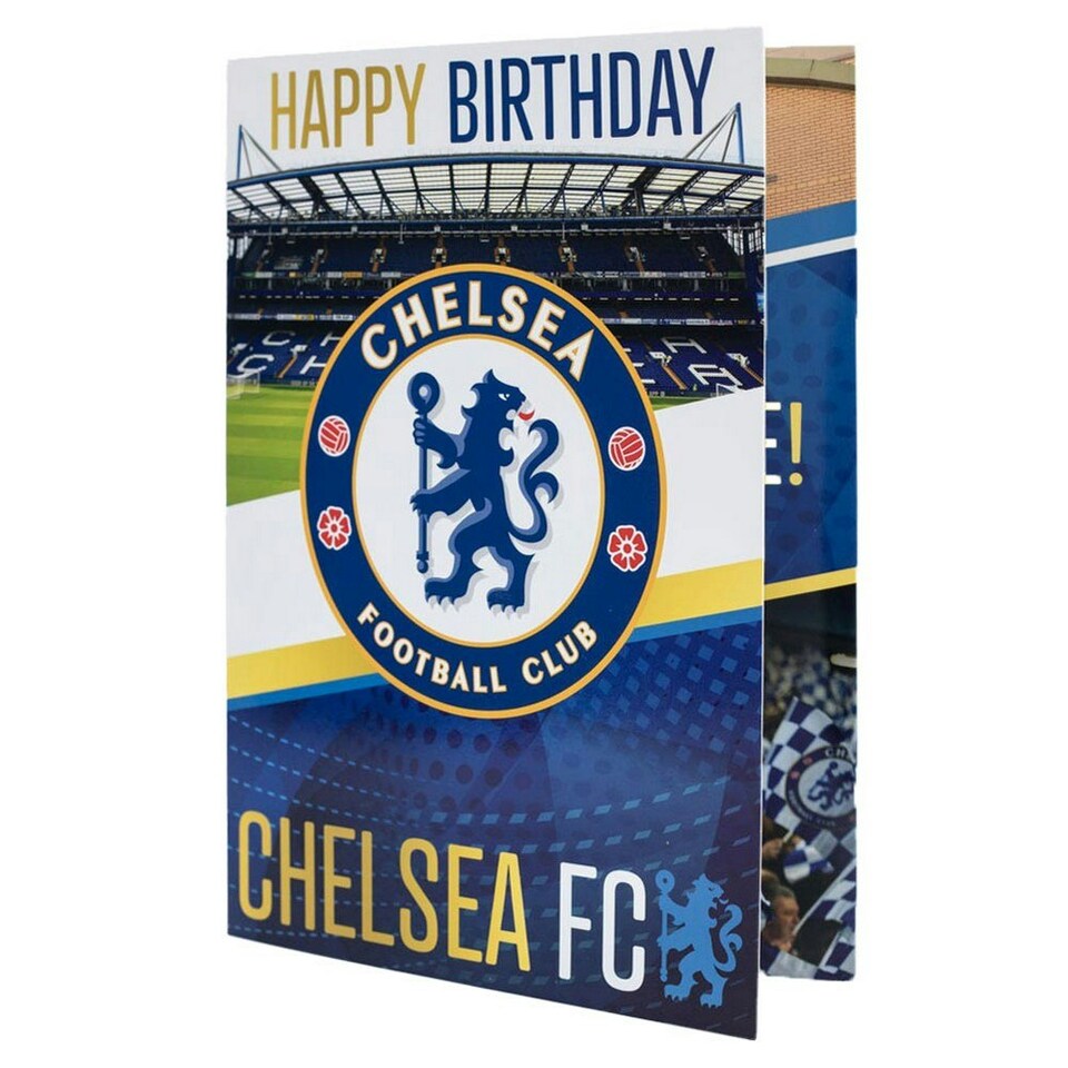 image 1 of Chelsea FC Musical Birthday Card - Blue/White - One Size