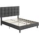 image 3 of Yaheetech 150 cm W × 200 cm L Upholstered Bed Frame Dark Grey
