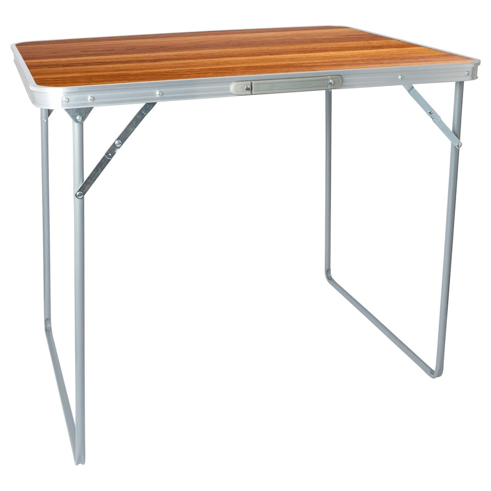 image 1 of Harbour Housewares Folding Metal Camping Table - 80cm x 60cm - Wood | Brown | Wood