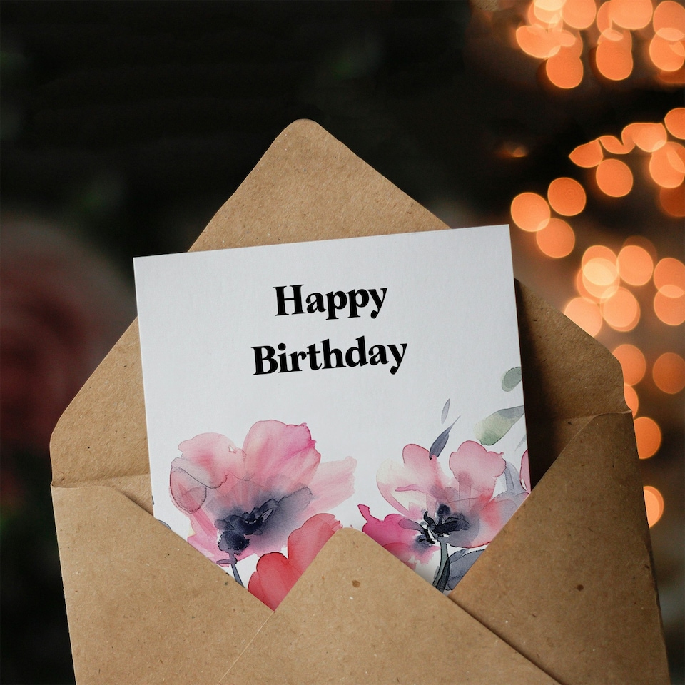image 1 of Poppy Flower Bouquet Watercolour Woman Her Birthday Card