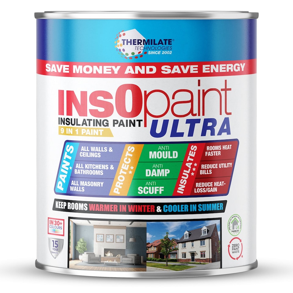 image 1 of InsOpaint ULTRA - 9 IN1 Interior & Exterior Paint-  Insulating & Energy Saving Interior Walls & Ceilings - Creamy White - 1L