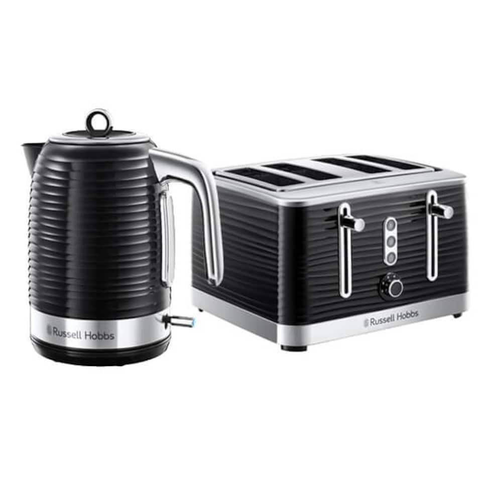 image 1 of Russell Hobbs Inspire Kettle & 4 Slice Toaster Set Black