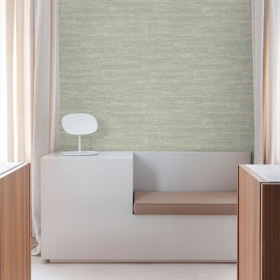 image 1 of Grandeco Johor Woven Vinyl Textured Wallpaper | Green | Teal Green | 1