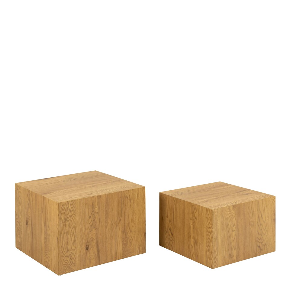 image 1 of Dice Square Coffee Table Set in Oak Effect