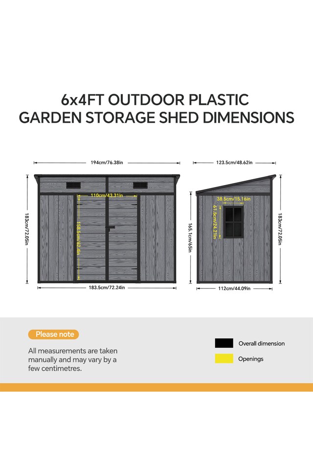 image 1 of Living and Home 6x4FT Outdoor Garden Storage Shed, Dark Grey | Grey | Dark Grey | 1