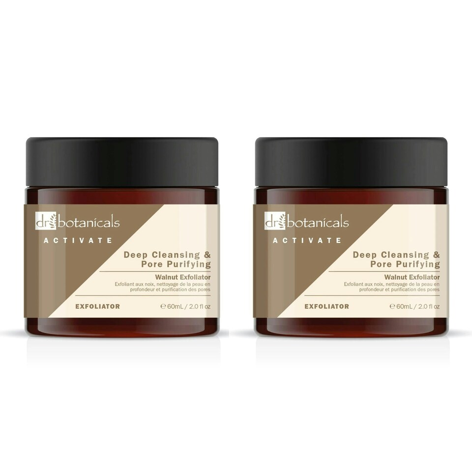 image 1 of Dr Botanicals Activate Deep Cleansing & Pore Purifying Walnut Exfoliator 60ml Twin Value Savings Pack