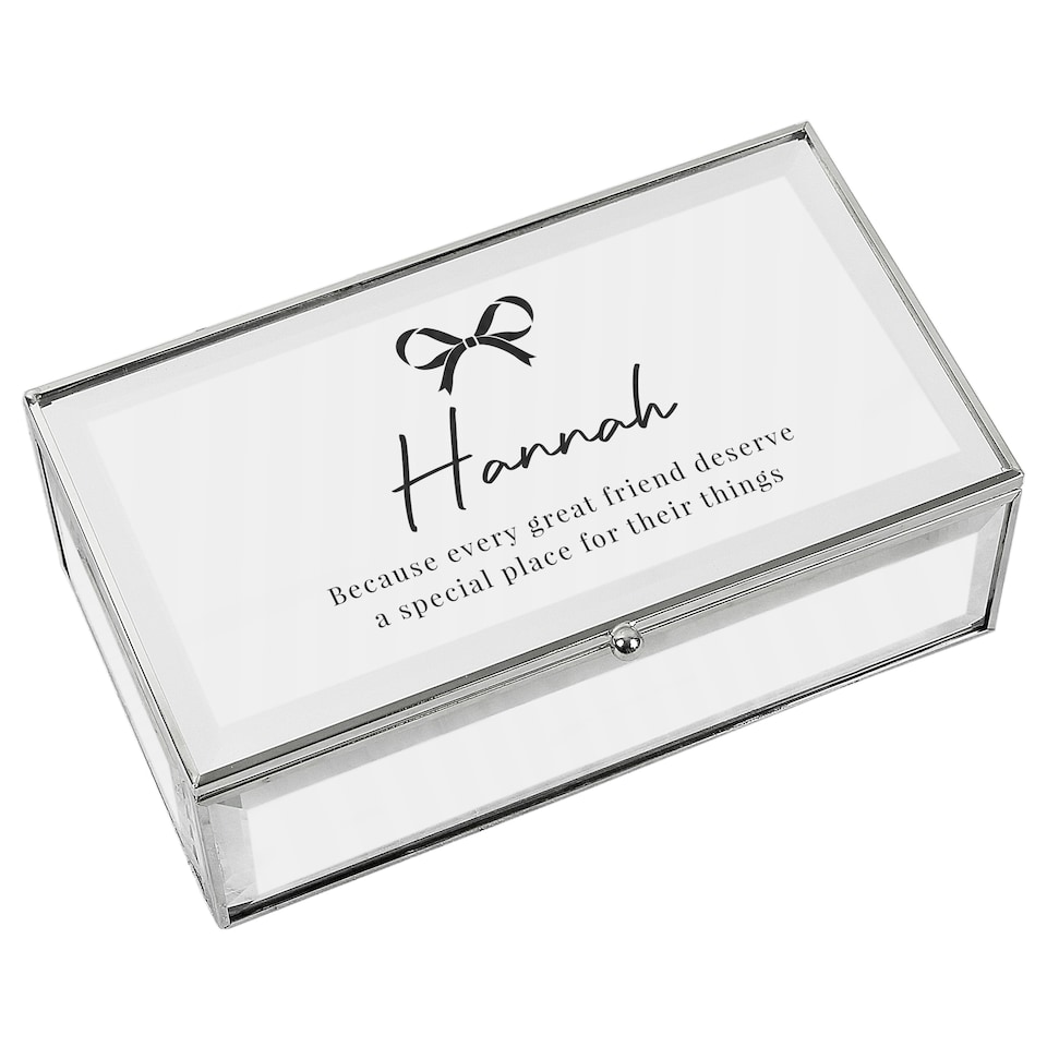 image 1 of Personalised Bow Mirrored Jewellery Box