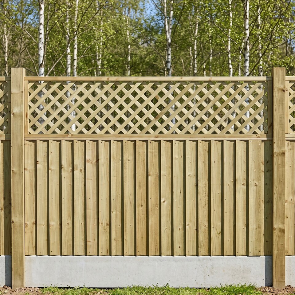image 1 of Urban Diamond Wooden  W:6ft x H:1.5ft Trellis Heavy Duty Fence Topper Panel (Pack of 4)