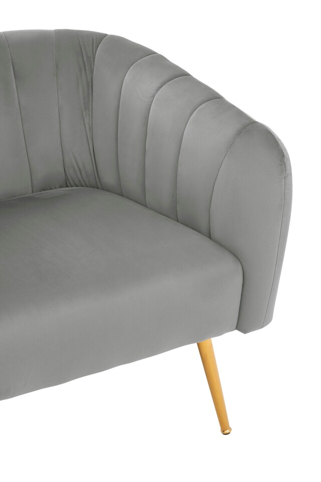 image 1 of Interiors by Premier Grey Velvet Chair with Gold Finish Legs, Back & Armrest Dining Chair, Easy to Clean Armchair