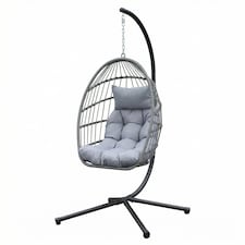 Alivio Hanging Egg Chair with Cushion for Indoor and Outdoor Use, Swing Basket Chair for Patio, Garden, and Balcony (Grey)