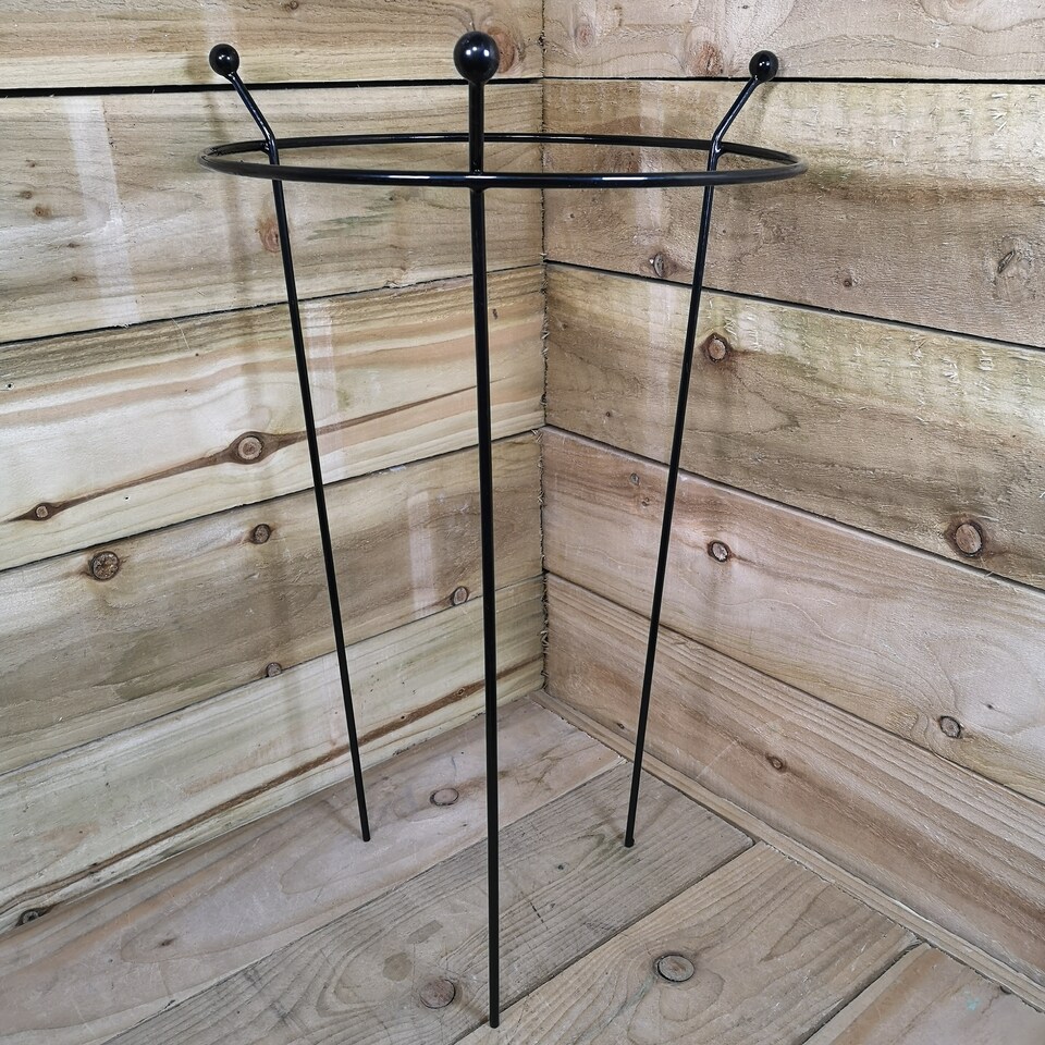 image 1 of 2 Pack of Tom Chambers Cottage Heavy Duty Black Metal Steel Herbaceous Garden Plant Support Ring 60cm x 35cm