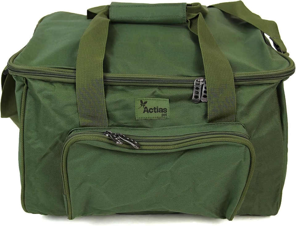 image 1 of Actiaspet Carp & Coarse Fishing Tackle Bag Green Carryall with Padded Shoulder Strap, External Pocket & Rubber Feet, 40cm x 30cm x 26cm