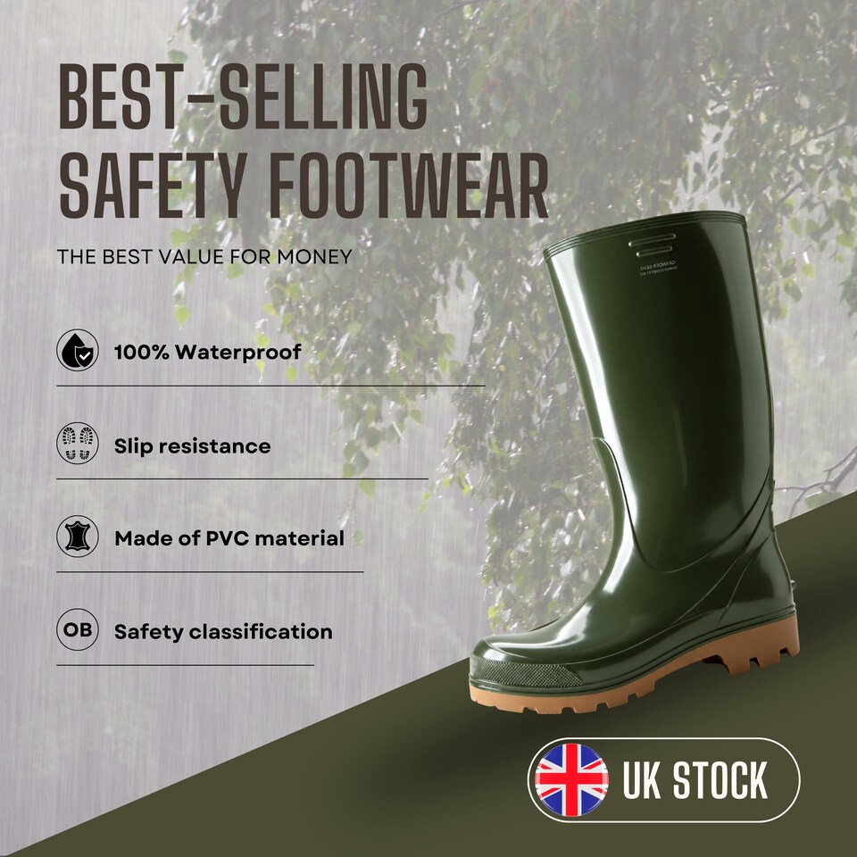 image 1 of Grander Men's PVC Work Wellies Olive Green EU42