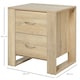 image 3 of HOMCOM 2 Drawer Boxy Bedside Table w/ Handles Elevated Base Oak Brown
