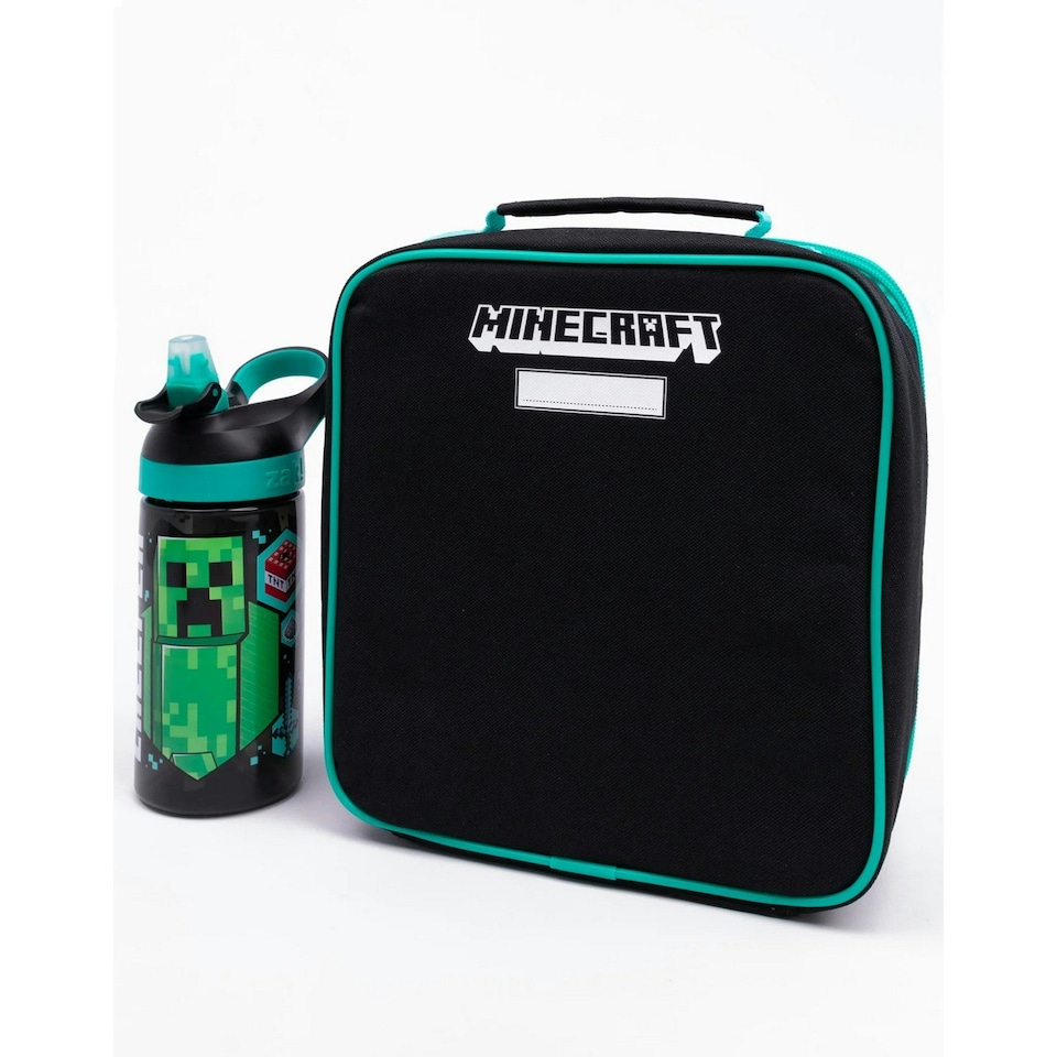 image 1 of Minecraft Creeper Lunch Bag And Bottle (Pack Of 5) - Black/Green/White - One Size