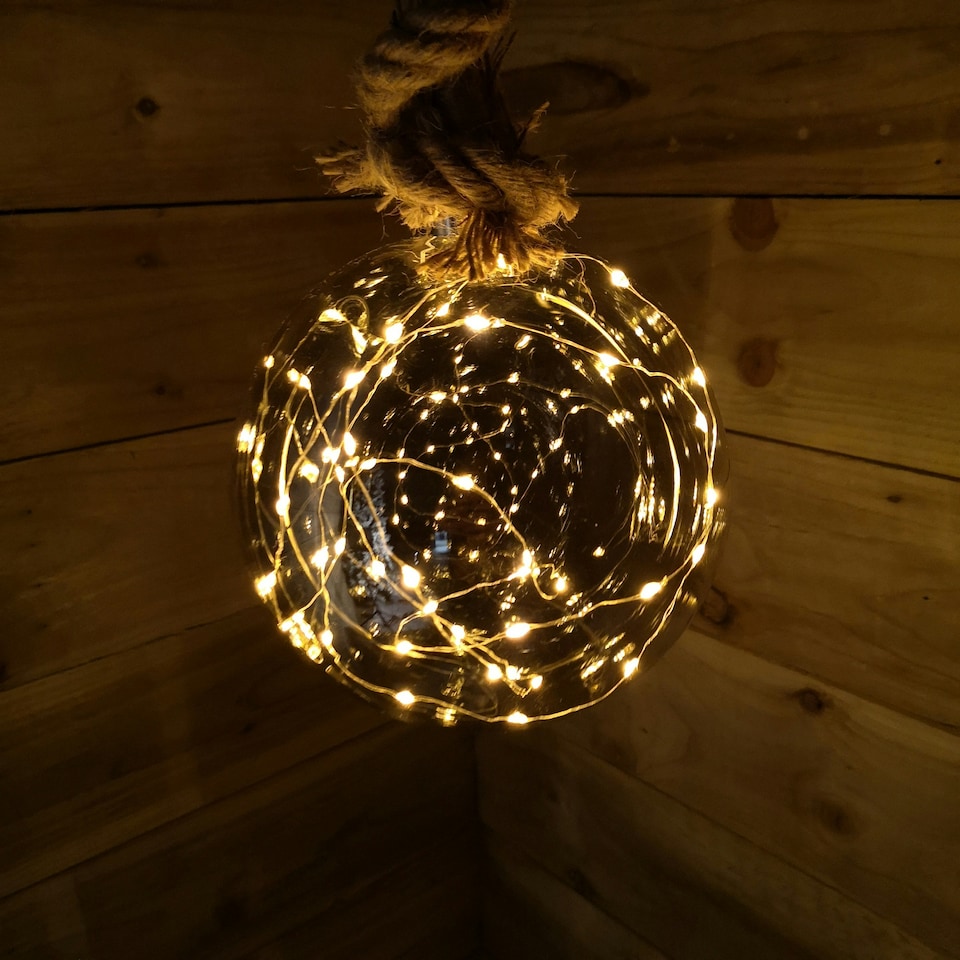 image 1 of 20cm Warm White Large Bauble LED Christmas Lights Window Decorations Timer Light