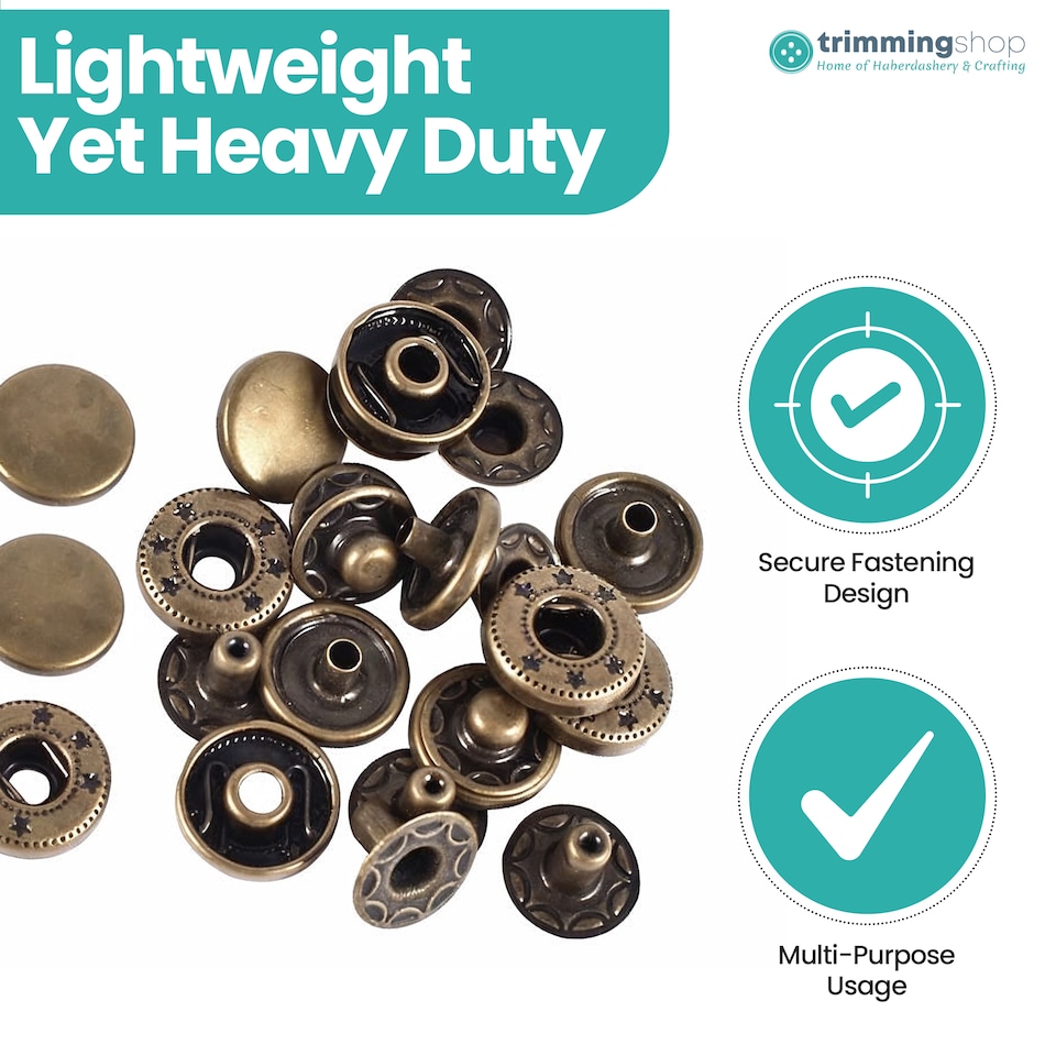 image 1 of 17mm S Spring Press Studs 4-Part, Durable & Lightweight - 10pcs