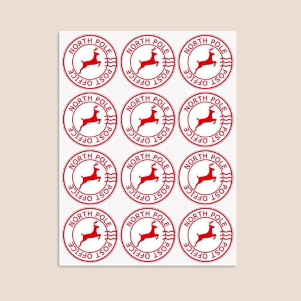image 1 of Christmas White North Pole Round Stickers 60mm - Sheet of 12