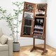 image 3 of COSTWAY Standing Jewelry Cabinet Jewelry Armoire w/ LED Lights Brown