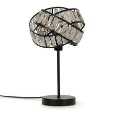 ValueLights Hudson Black Table Lamp Black Tortoise Shell Shade & Bulb