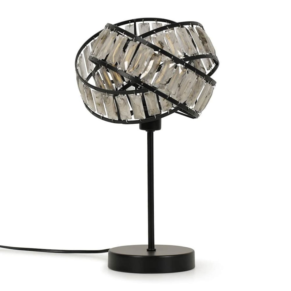 image 1 of ValueLights Hudson Black Table Lamp Black Tortoise Shell Shade & Bulb