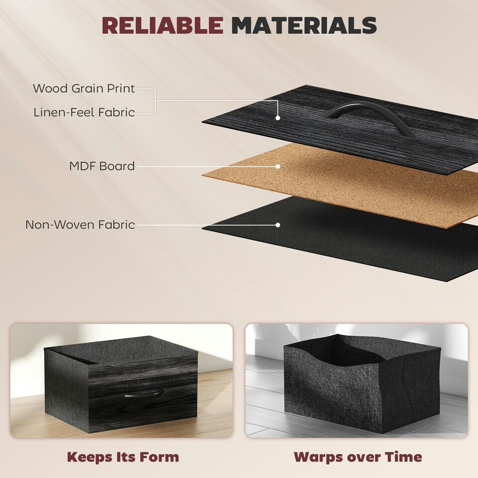 image 1 of HOMCOM Fabric Chest of Drawers, 8 Drawer Dresser for Bedroom, Black | Black | One Size | 1