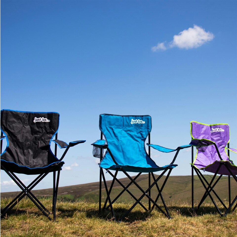 image 1 of just be... Camping Chair Black with Blue trim