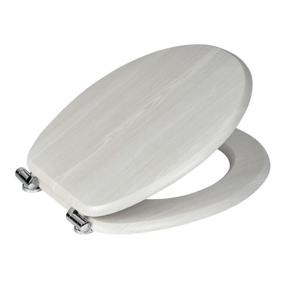 image 1 of Showerdrape Norfolk Soft Close White Oak Wooden Toilet Seat | White | 1