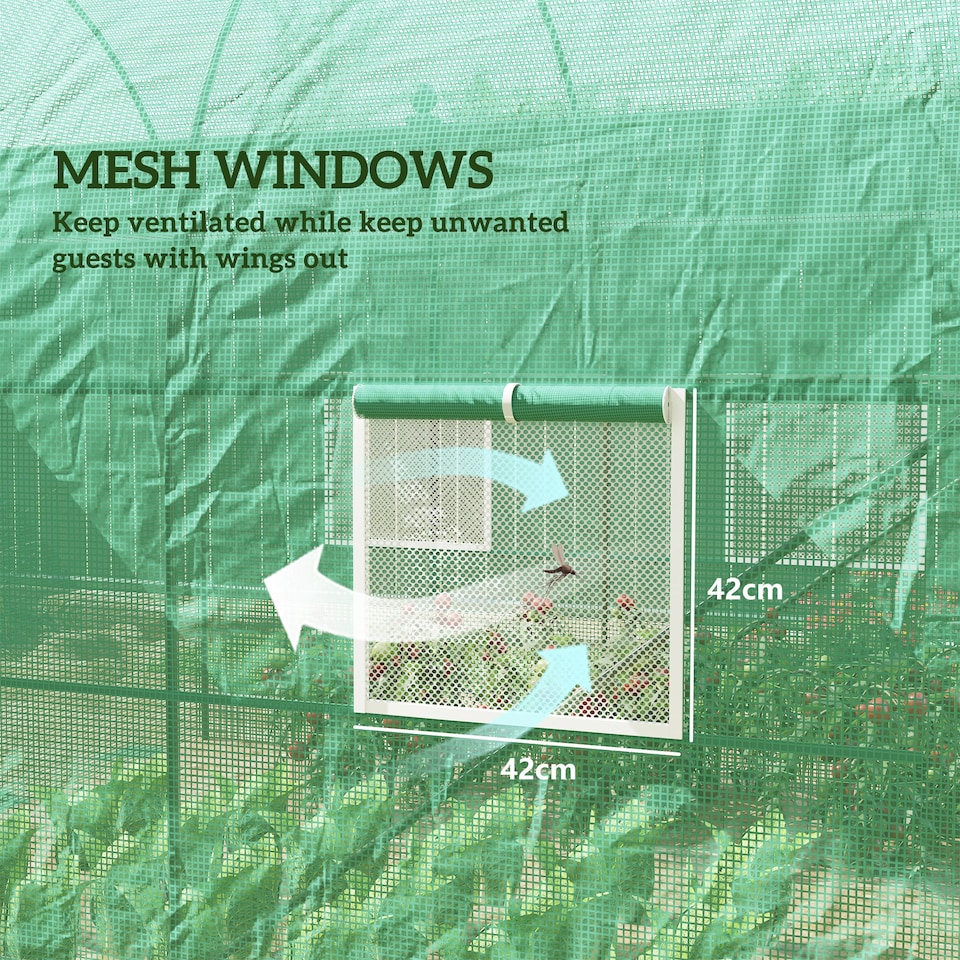 image 1 of Outsunny Polytunnel Greenhouse Outdoor Grow House Roll Up Door Windows 2x2.5m