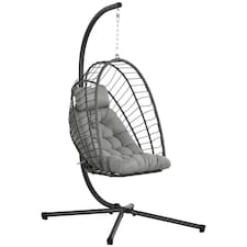 Outsunny PE Hanging Swing Chair w/ Thick Cushion, Patio Hanging Chair, Black 