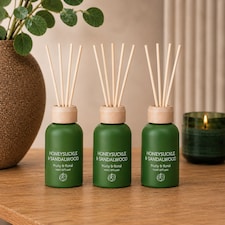 3x Small Reed Diffuser Honeysuckle & Sandalwood Scented Home Fragrance Oil 50ml