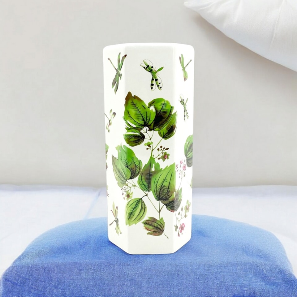 image 1 of 18 Inch Hexagonal Dragonflies and Green Leaves Design Umbrella Stand - L20 x W20 x H46 cm