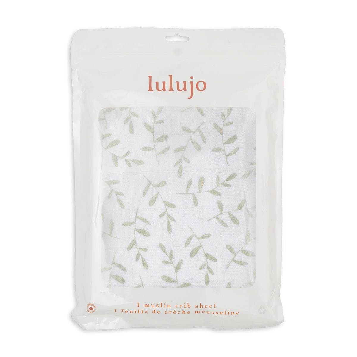 Lulujo Cotton Fitted Cot Sheet - Greenery (135cm x 70cm)