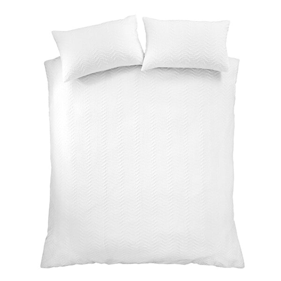 image 1 of Catherine Lansfield Heatset Wave Double Duvet Set White
