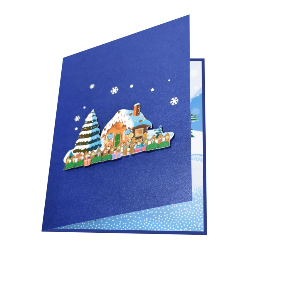 image 1 of Gingerbread Houses with Snowy Scene 3D Pop Up Christmas Card