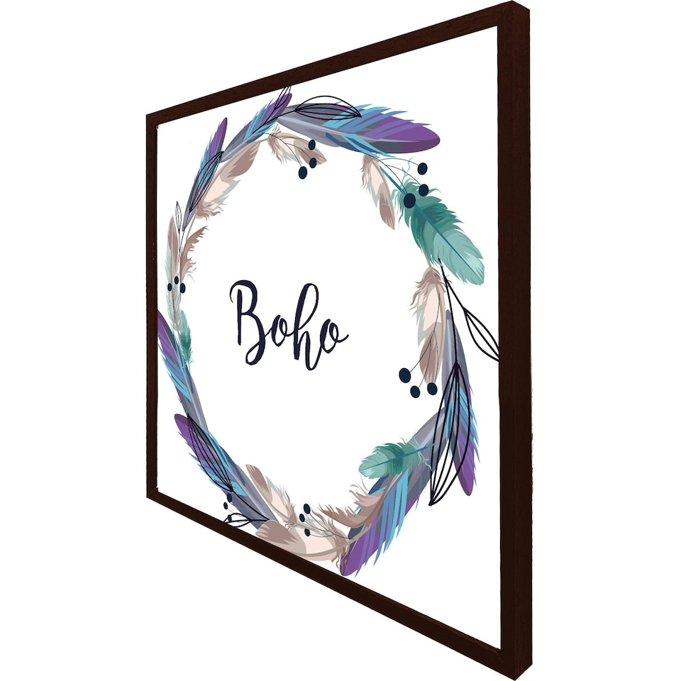 image 1 of Boho style wreath feathers (Picutre Frame) Black | L