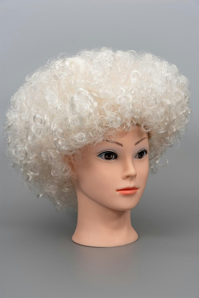 image 1 of White Afro Curly Wig | Multi