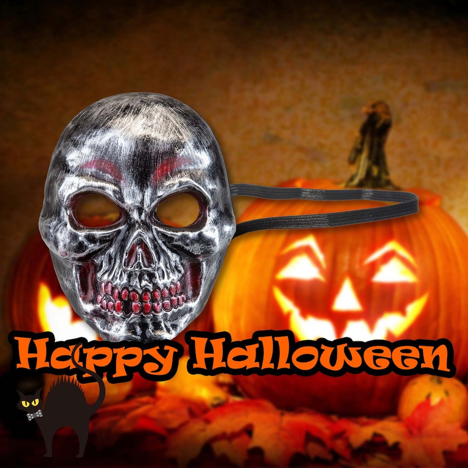 image 1 of vfm-estore Silver Skull Mask for Halloween Parties, Trick-or-Treat Costume Accessory