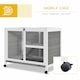 image 5 of PawHut Rabbit Hutch, Bunny Cage 2 Layers with Wheels & Open Roof, Grey