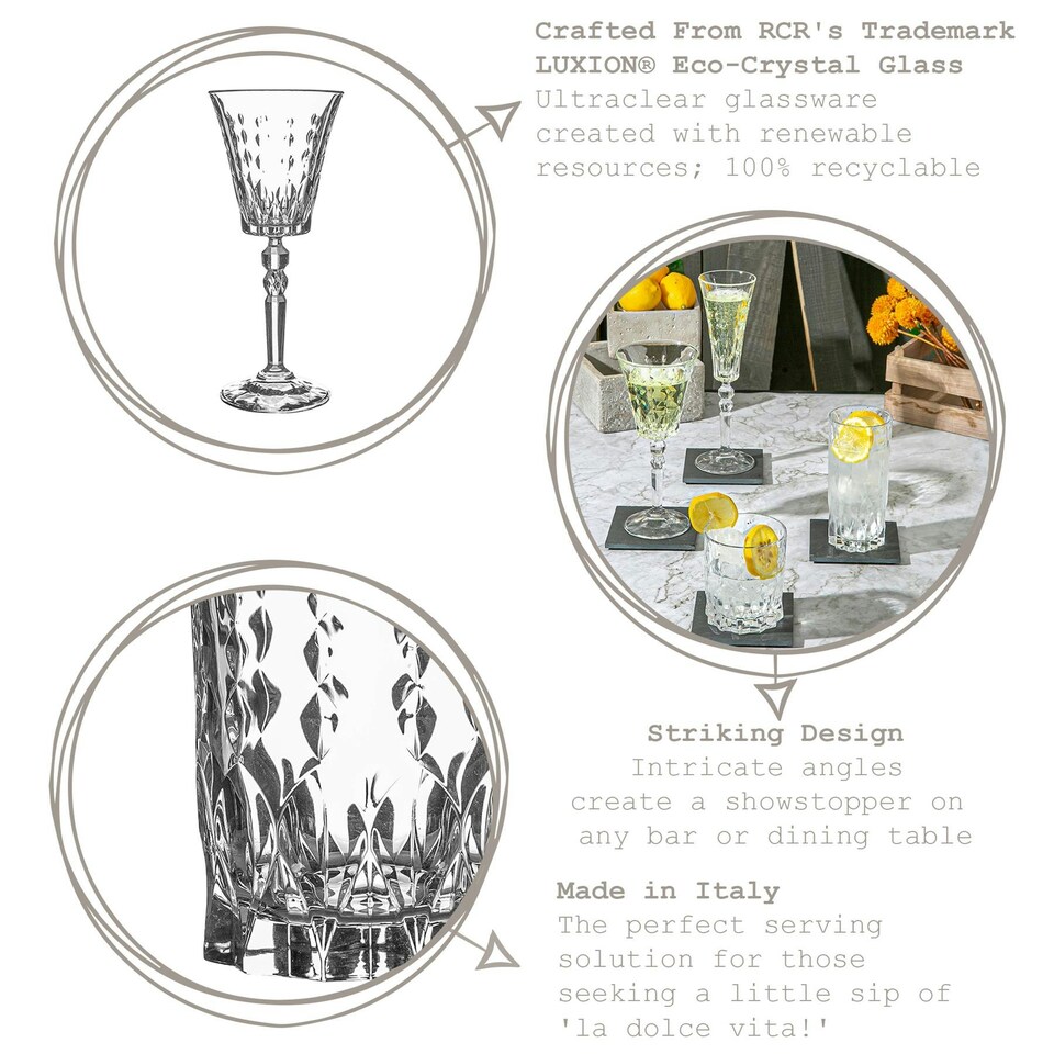 image 1 of RCR Crystal 6 Piece Marilyn Whisky Glasses Set - 337ml