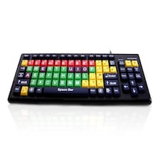 Accuratus Monster 2 Keyboard - USB Mixed Colour Upper Case Childrens SEN Keyboard for Learning with Extra Large Keys & 2 Port USB Hub
