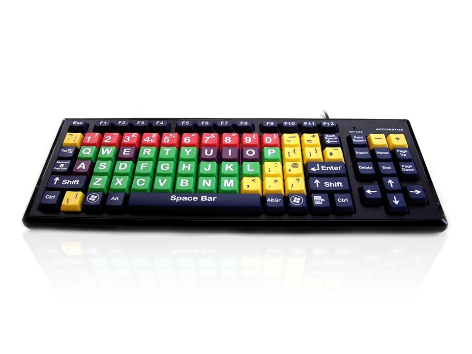 image 1 of Accuratus Monster 2 Keyboard - USB Mixed Colour Upper Case Childrens SEN Keyboard for Learning with Extra Large Keys & 2 Port USB Hub