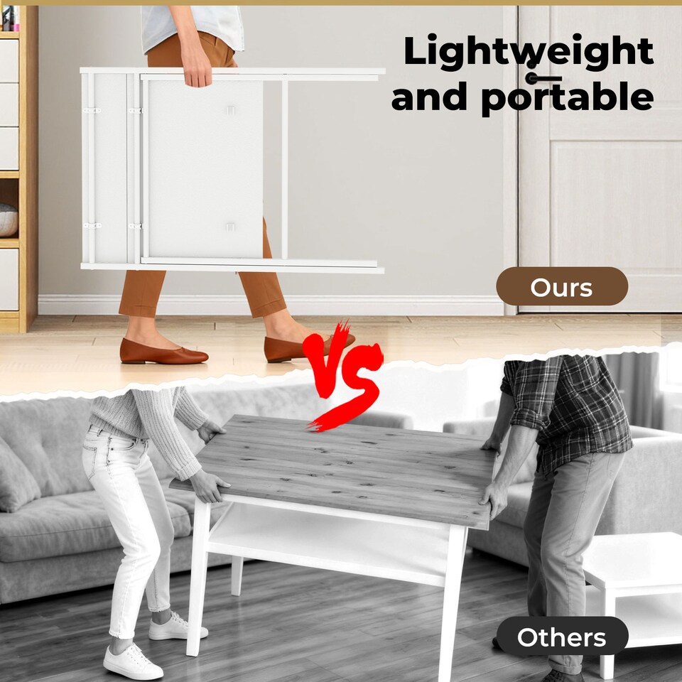 image 1 of Levede Foldable Computer Desk Office Study Workstation with Monitor Shelf | White | White