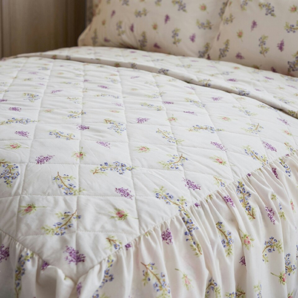 image 1 of Belledorm Delphine Bedspread - White/Yellow/Pink - King