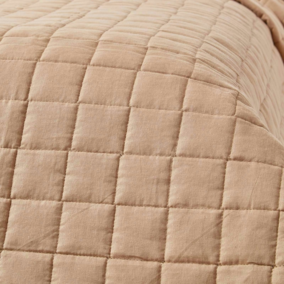 image 1 of Homescapes Cotton Quilted Reversible Bedspread Chocolate Mink Brown - 200 x 200 cm | Brown