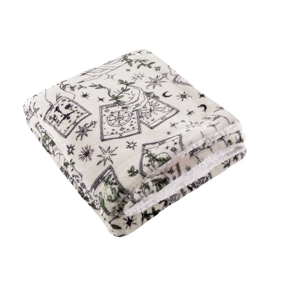 image 1 of Furn Celestial Stories Printed Fleece Throw | Green | Green | 1