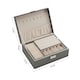 image 6 of Living and Home Lockable Double Tier Faux Leather Jewellery Organizer | Grey