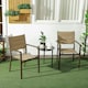 image 2 of Outsunny 2 PCs Dining Chairs, Stackable Design Aluminium Outdoor Armchairs Khaki